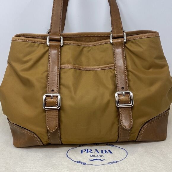 Authentic PRADA Tote Bag Leather & Nylon - Picture 5 of 16